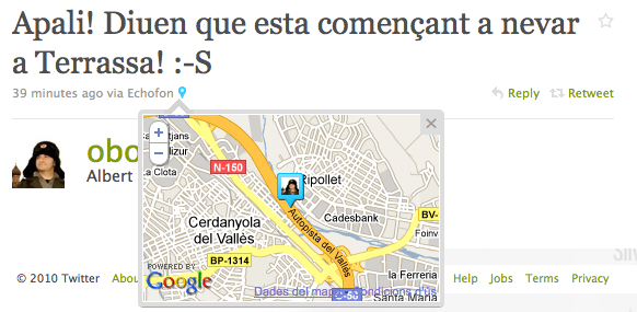 Geolocalització twitter