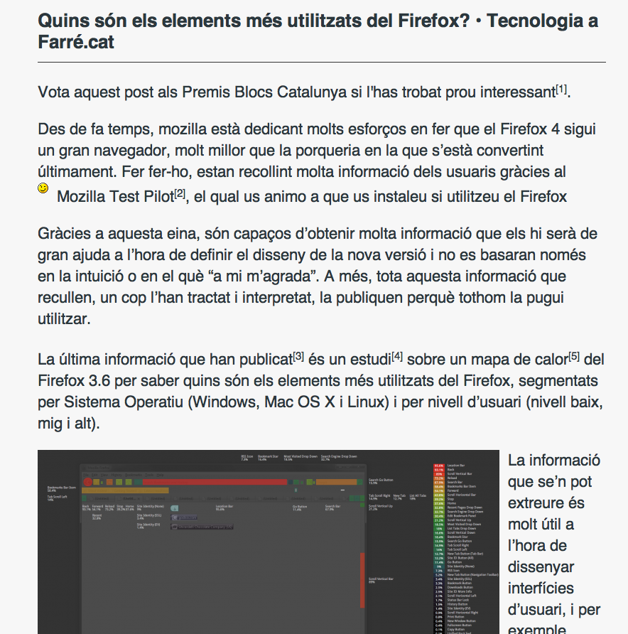 Captura Farré.cat amb Readability
