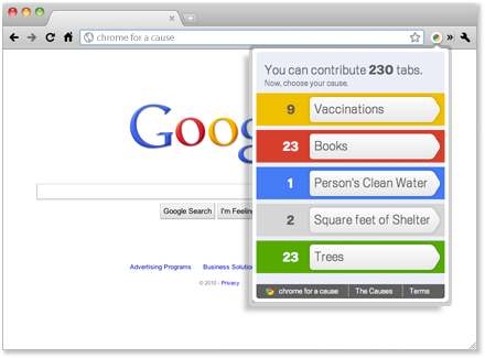 Google Chrome for a Cause Extension
